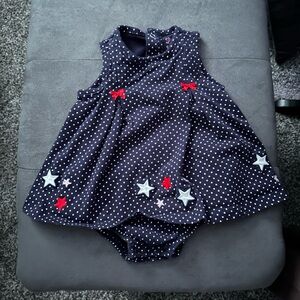 Polka Dot Baby dress with red and white stars